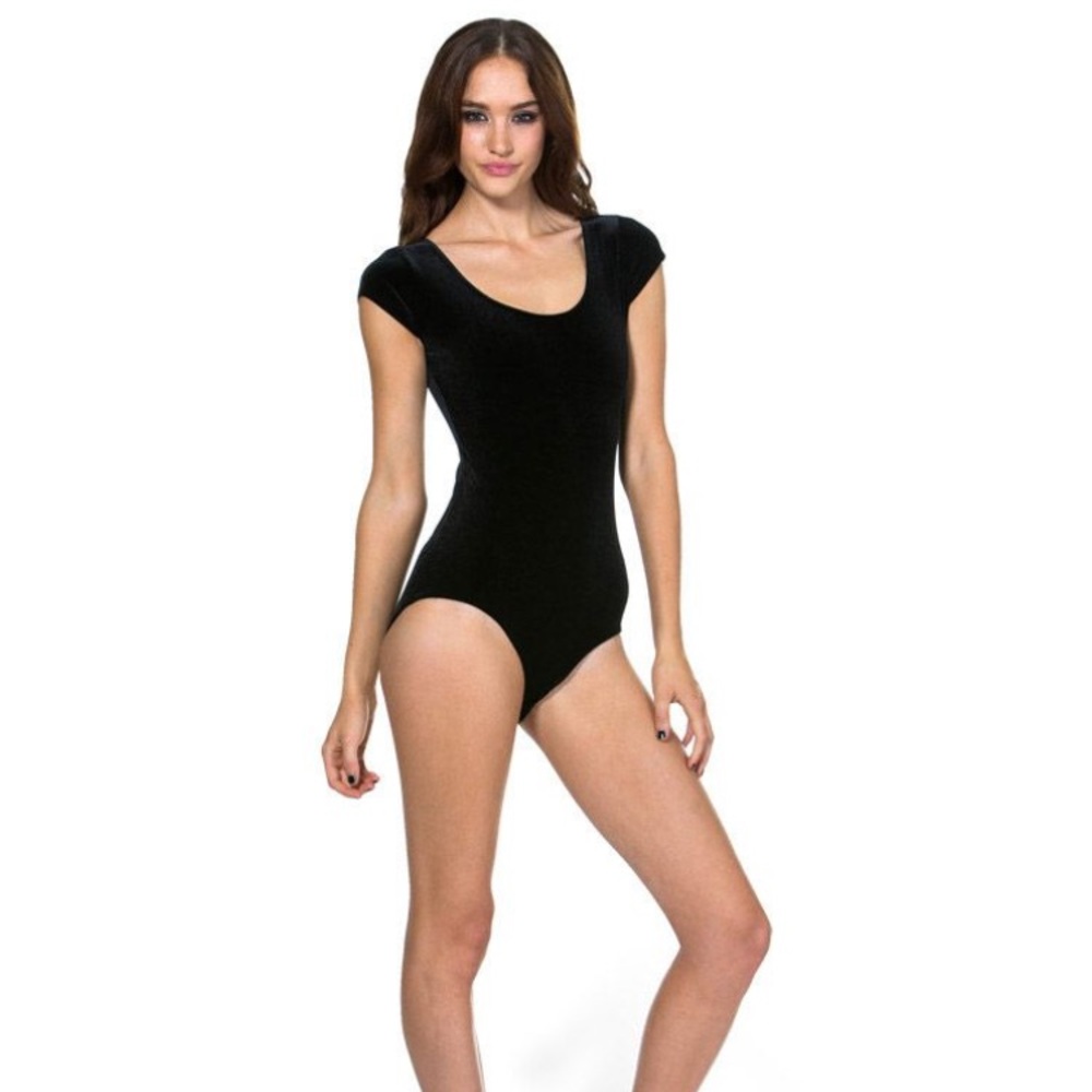 Blackmilk Black Velvet Cap Sleeve Bodysuit